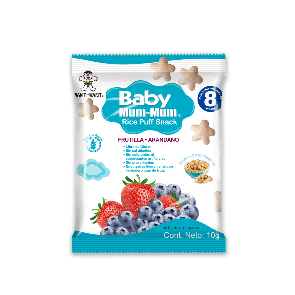 Cereal Baby Mum-Mum Puff sabor Frutilla y Arándano 10 gr