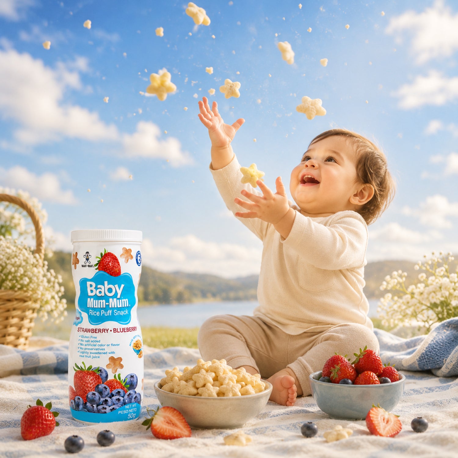 Cereal Baby Mum-Mum Puff sabor Frutilla y Arándano 50 gr