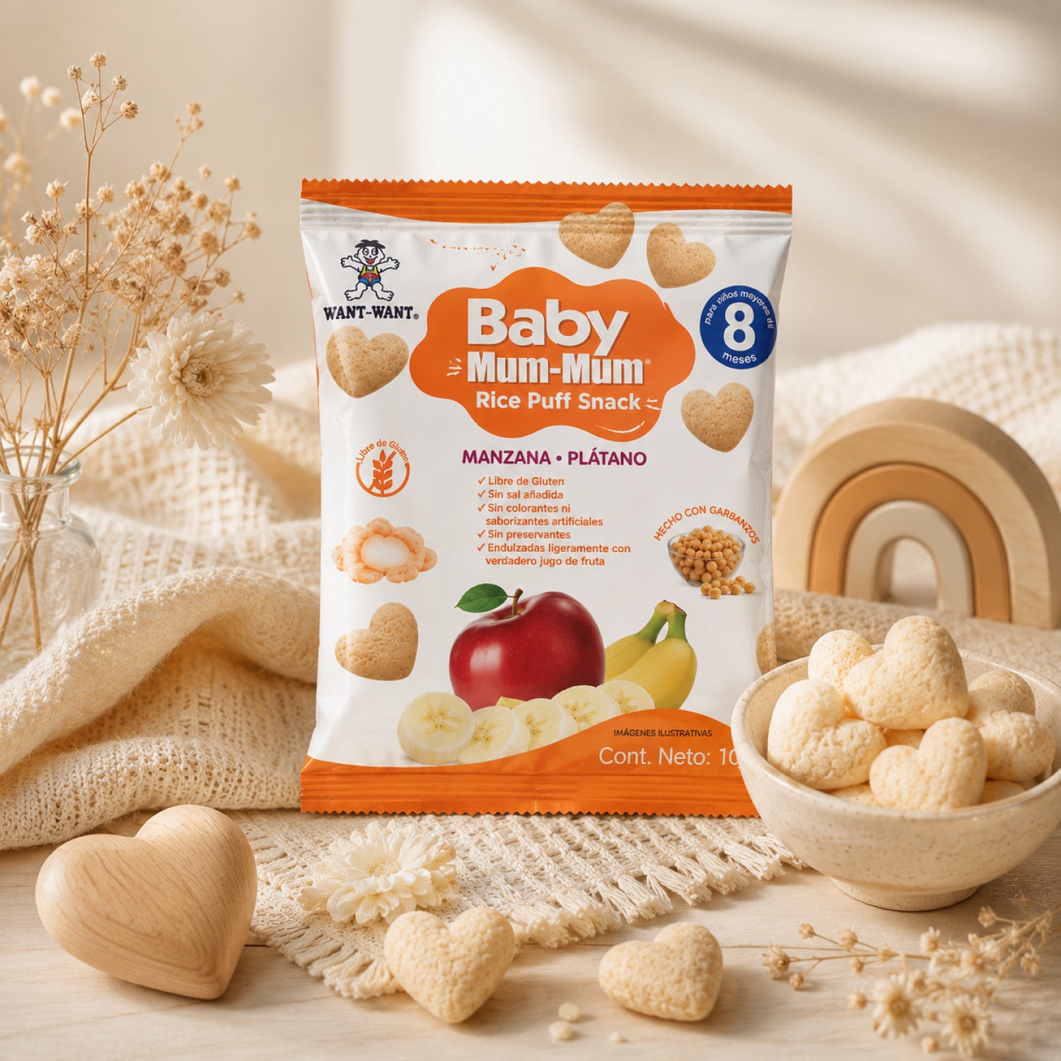 Cereal Baby Mum-Mum Puff sabor Manzana y Plátano 10 gr