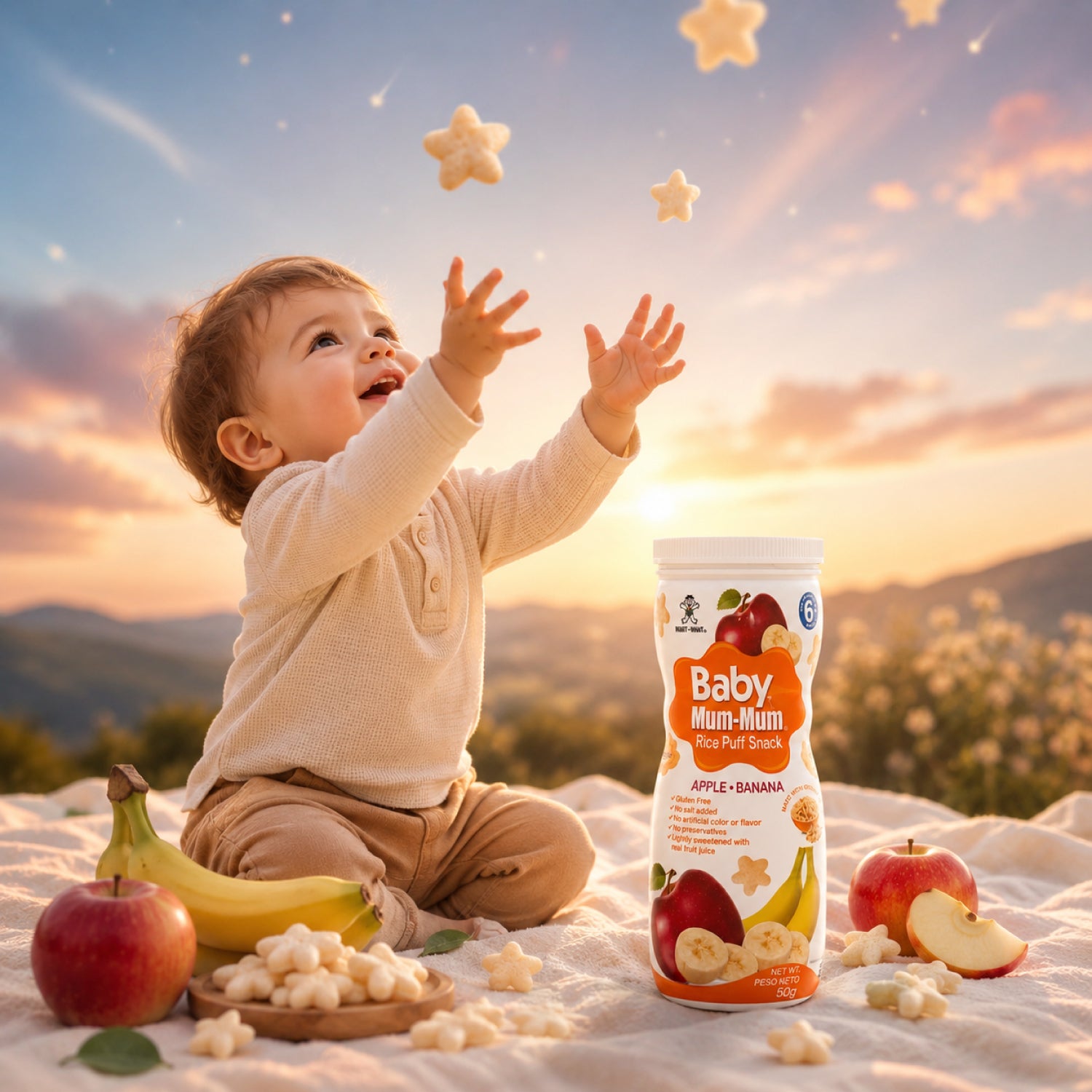Cereal Baby Mum-Mum Puff sabor Manzana y Plátano 50 gr