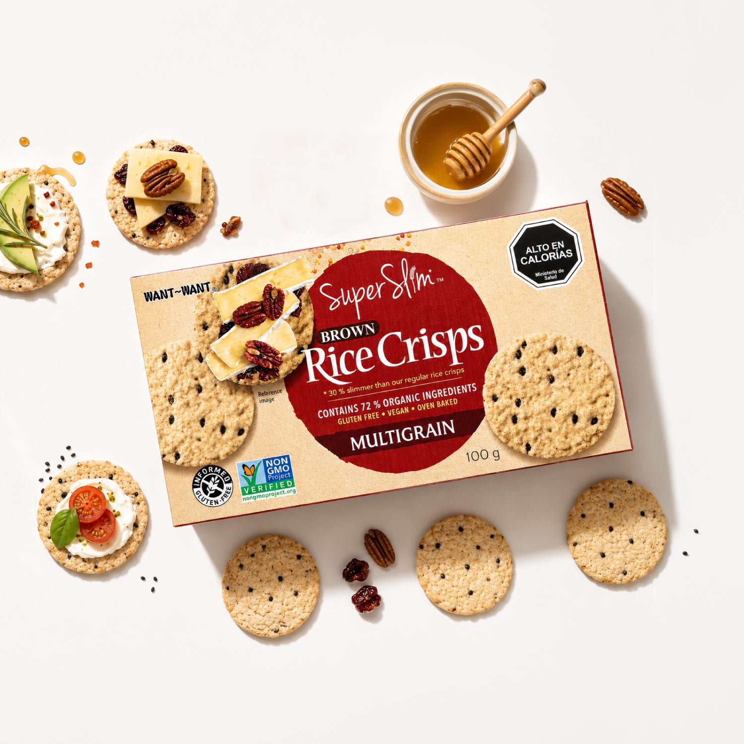 Galleta de arroz Brown Rice Crisps sabor Multigrano 100 gr