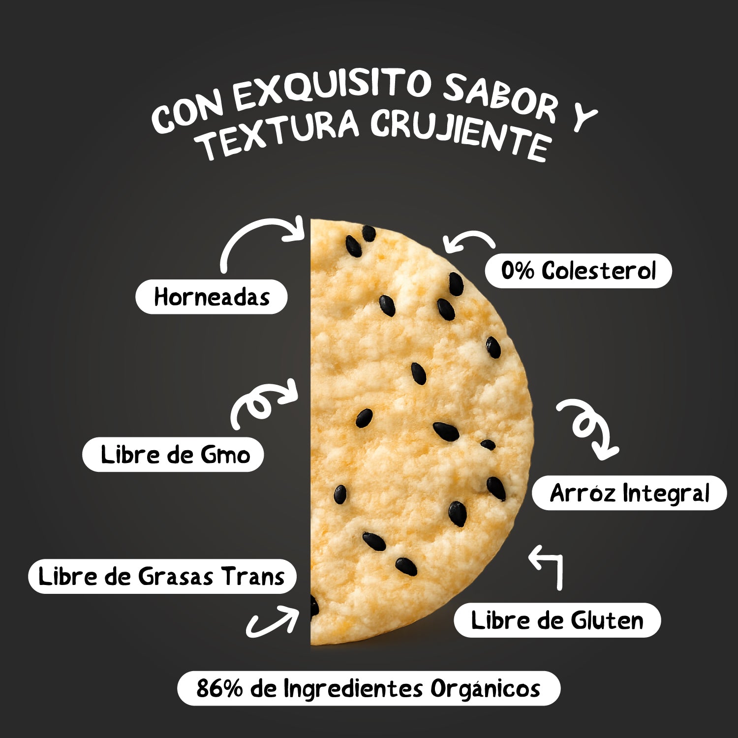 Galleta de arroz Brown Rice Crisps sabor Sésamo Negro 100 gr