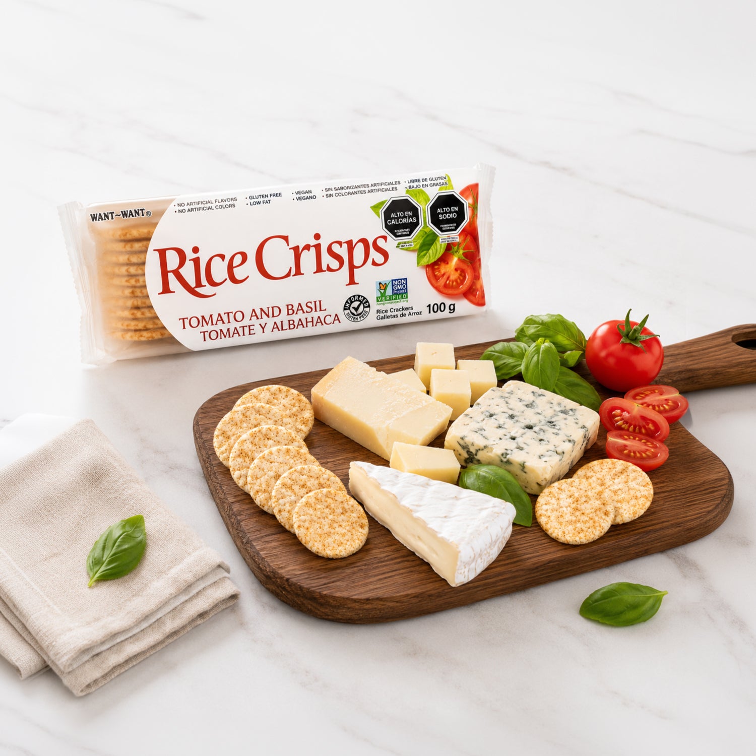 Galleta de arroz Rice Crisps sabor Tomate & Albahaca 100 gr