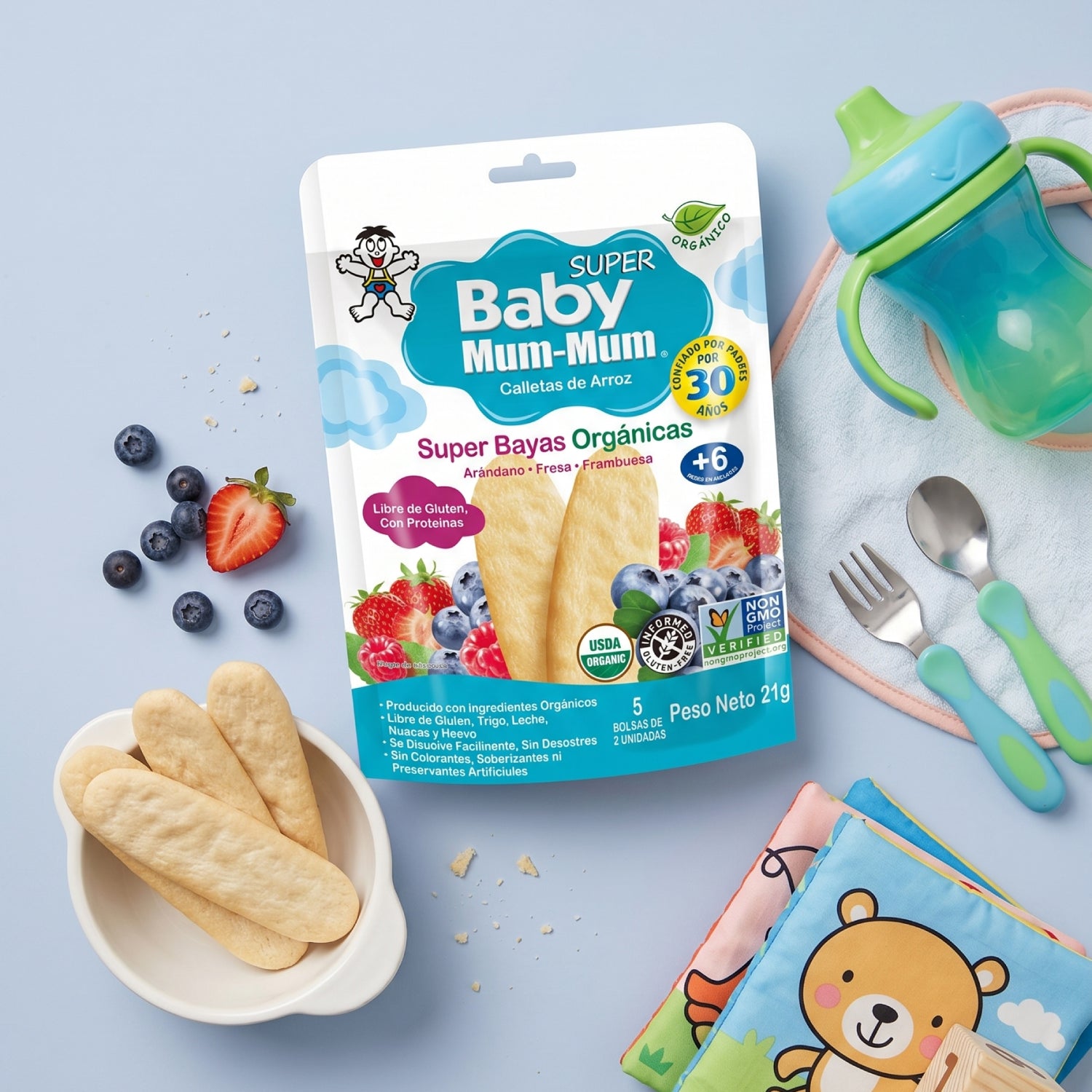Galleta Súper Baby Mum-Mum Orgánica sabor Berries 21 gr