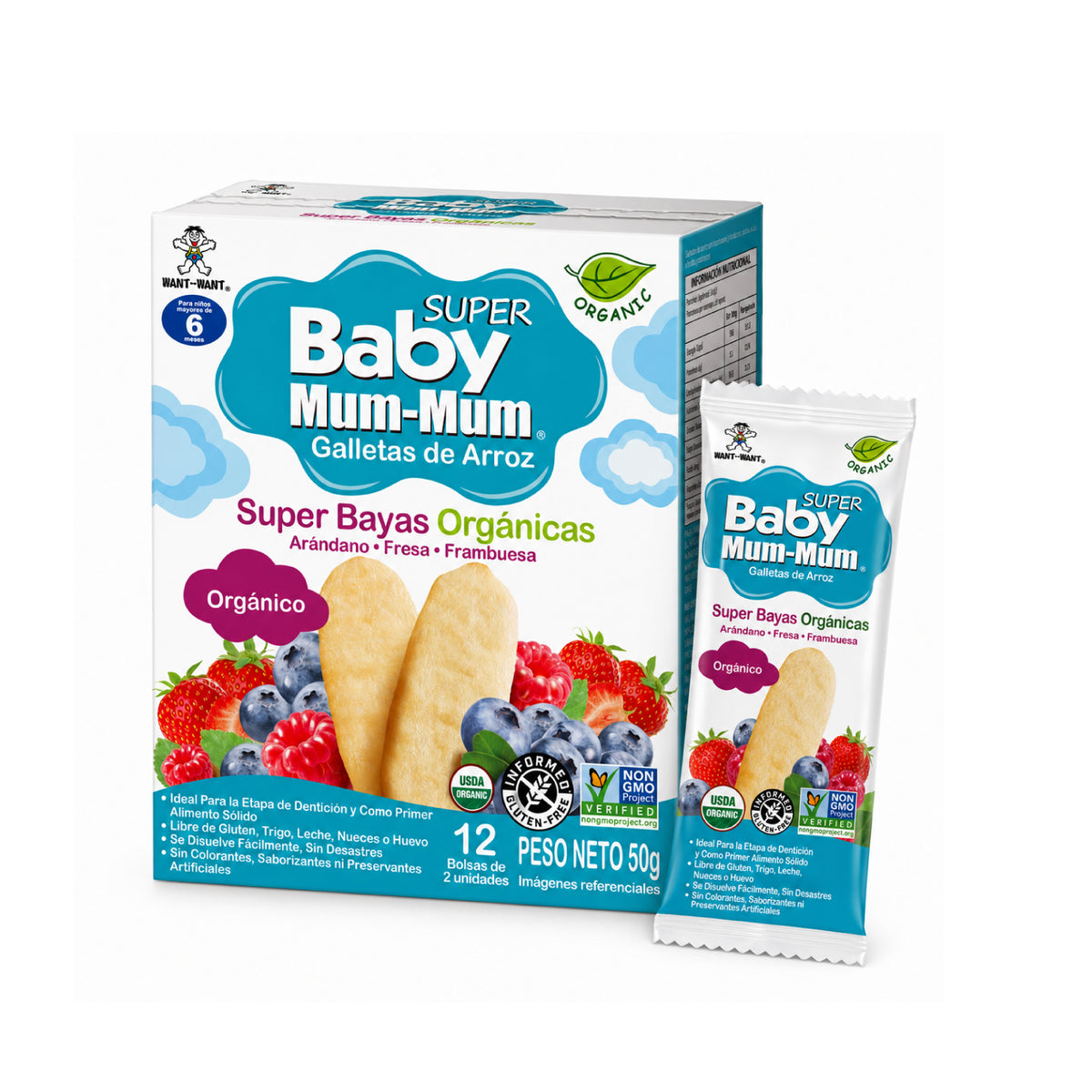 Galletas de Arroz Super Bayas (50g) Baby Mum-Mum