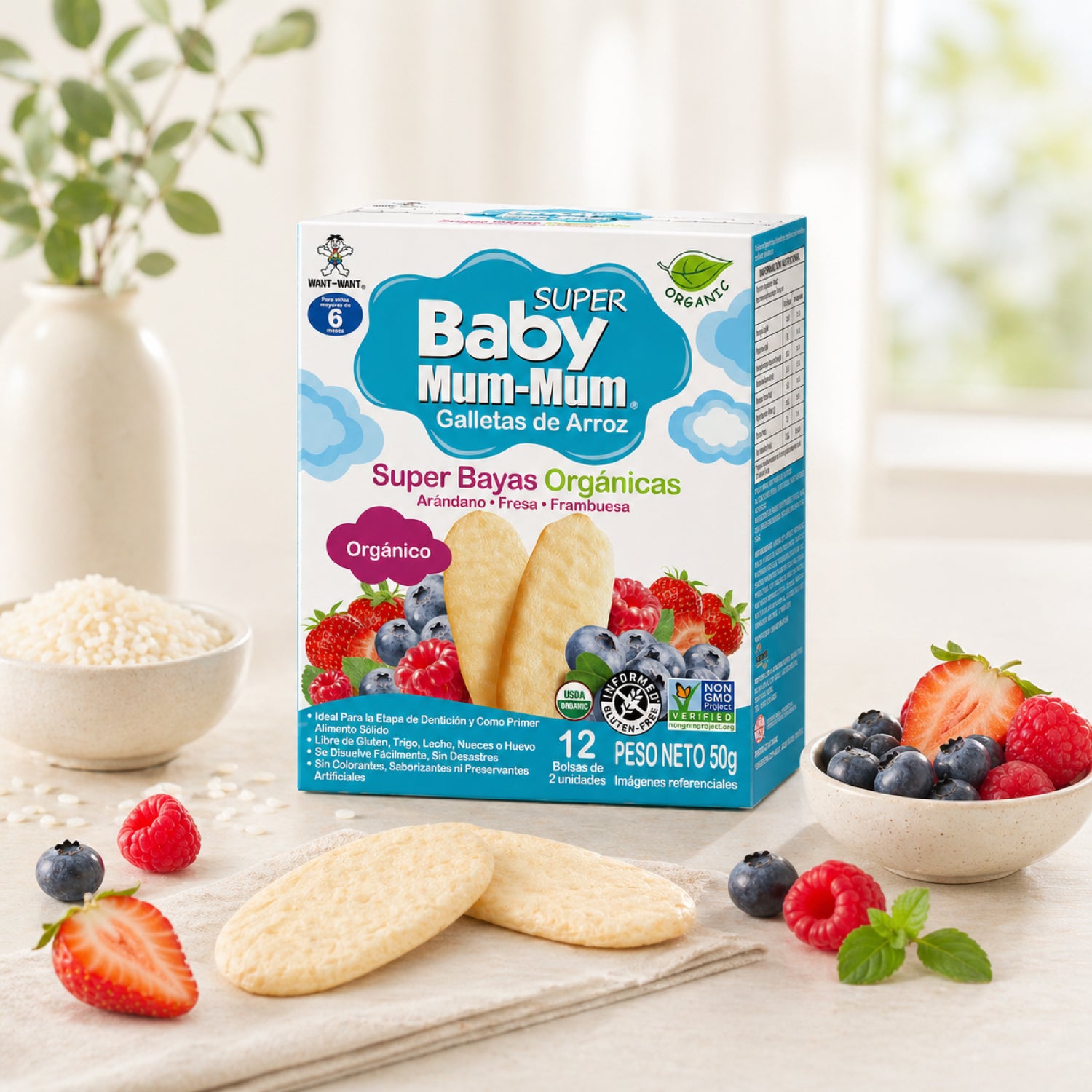 Galleta Súper Baby Mum-Mum Orgánica sabor Berries 50 gr