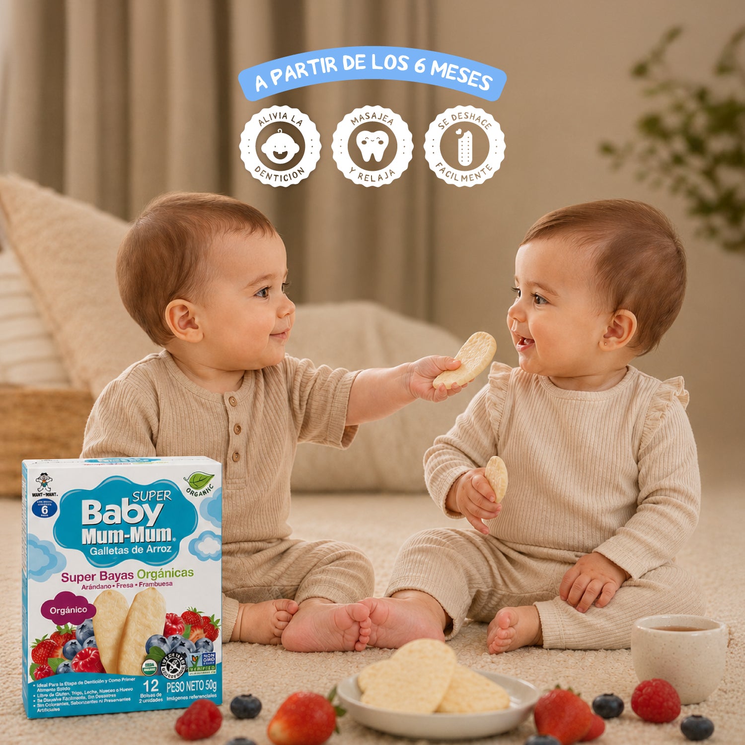 Galleta Súper Baby Mum-Mum Orgánica sabor Berries 50 gr