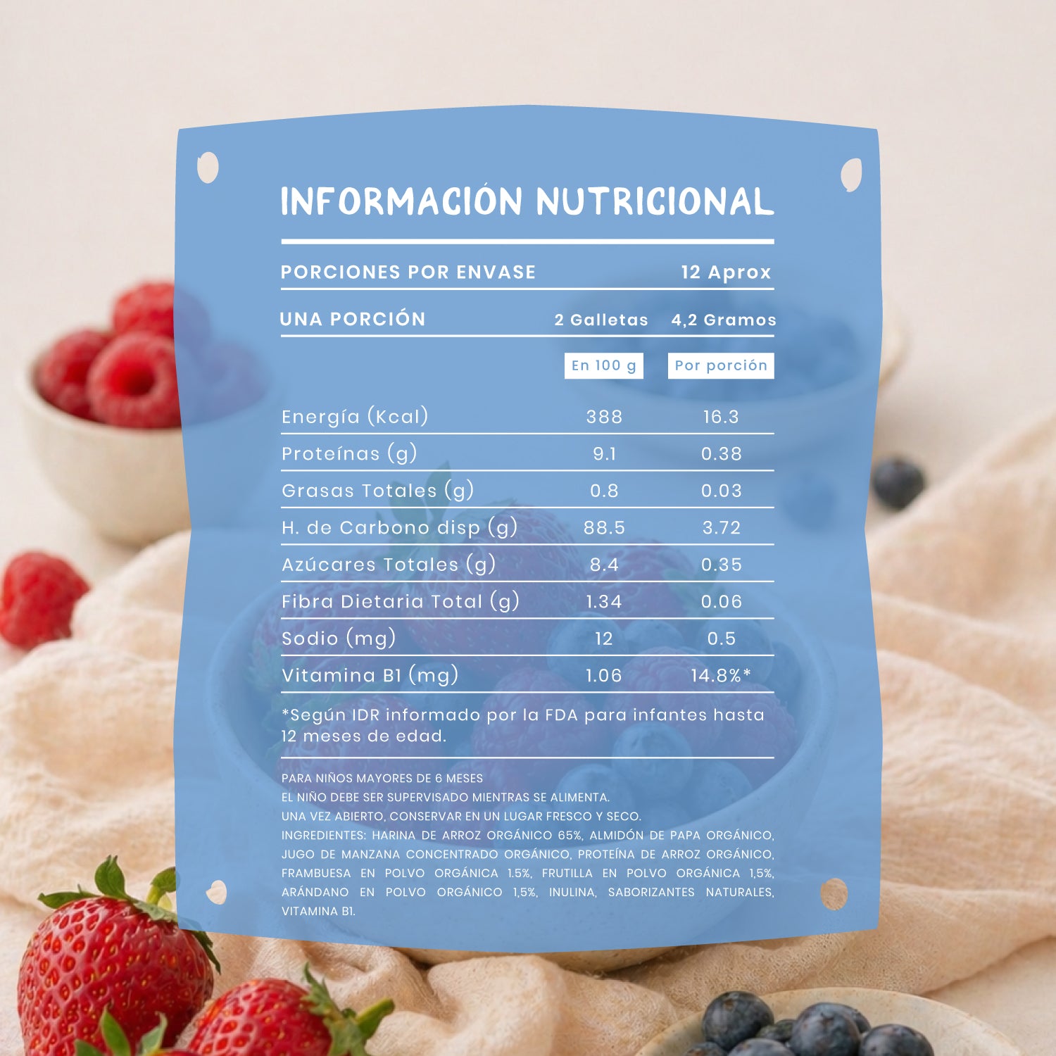 Galleta Súper Baby Mum-Mum Orgánica sabor Berries 50 gr
