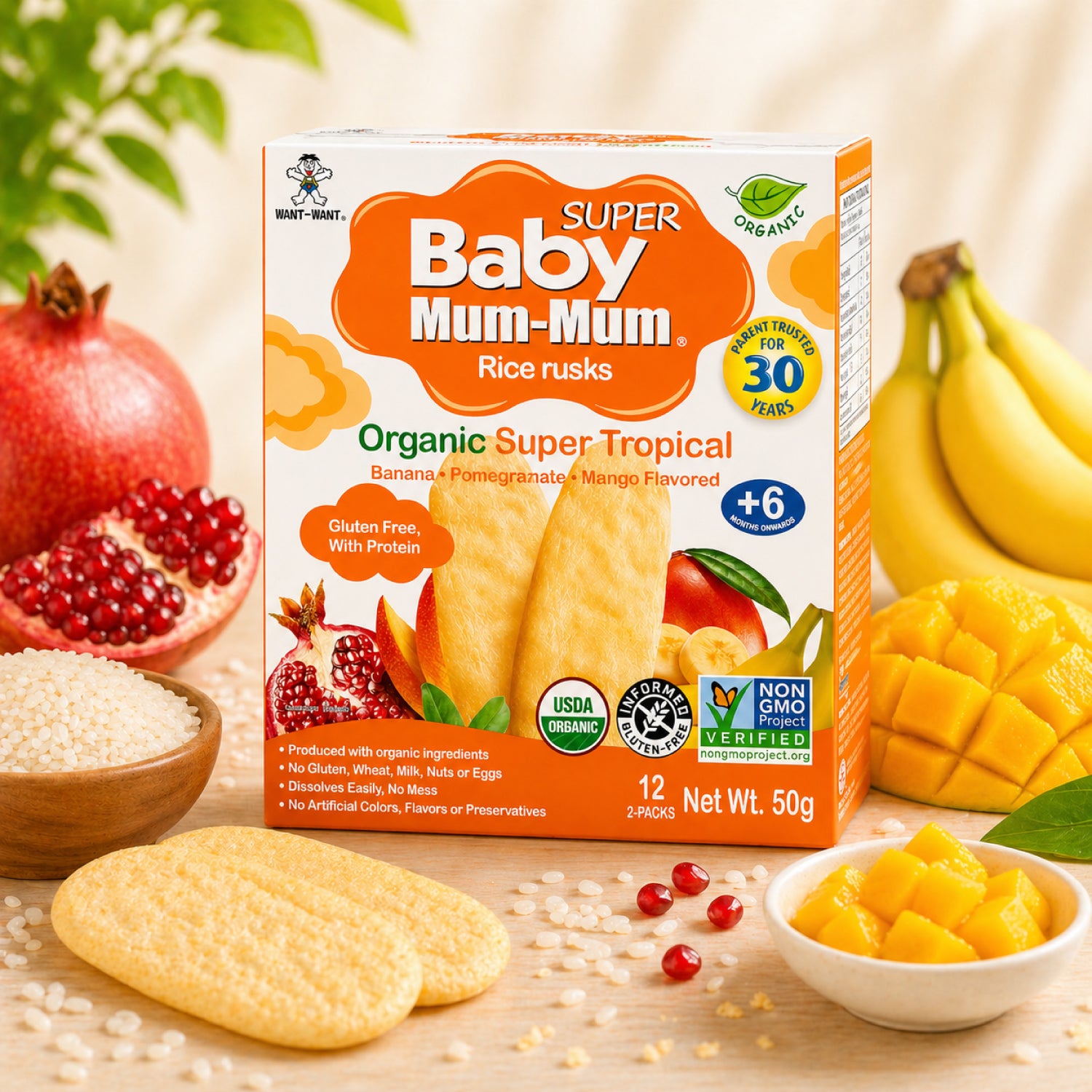 Galleta Súper Baby Mum-Mum Orgánica sabor Tropical 50 gr