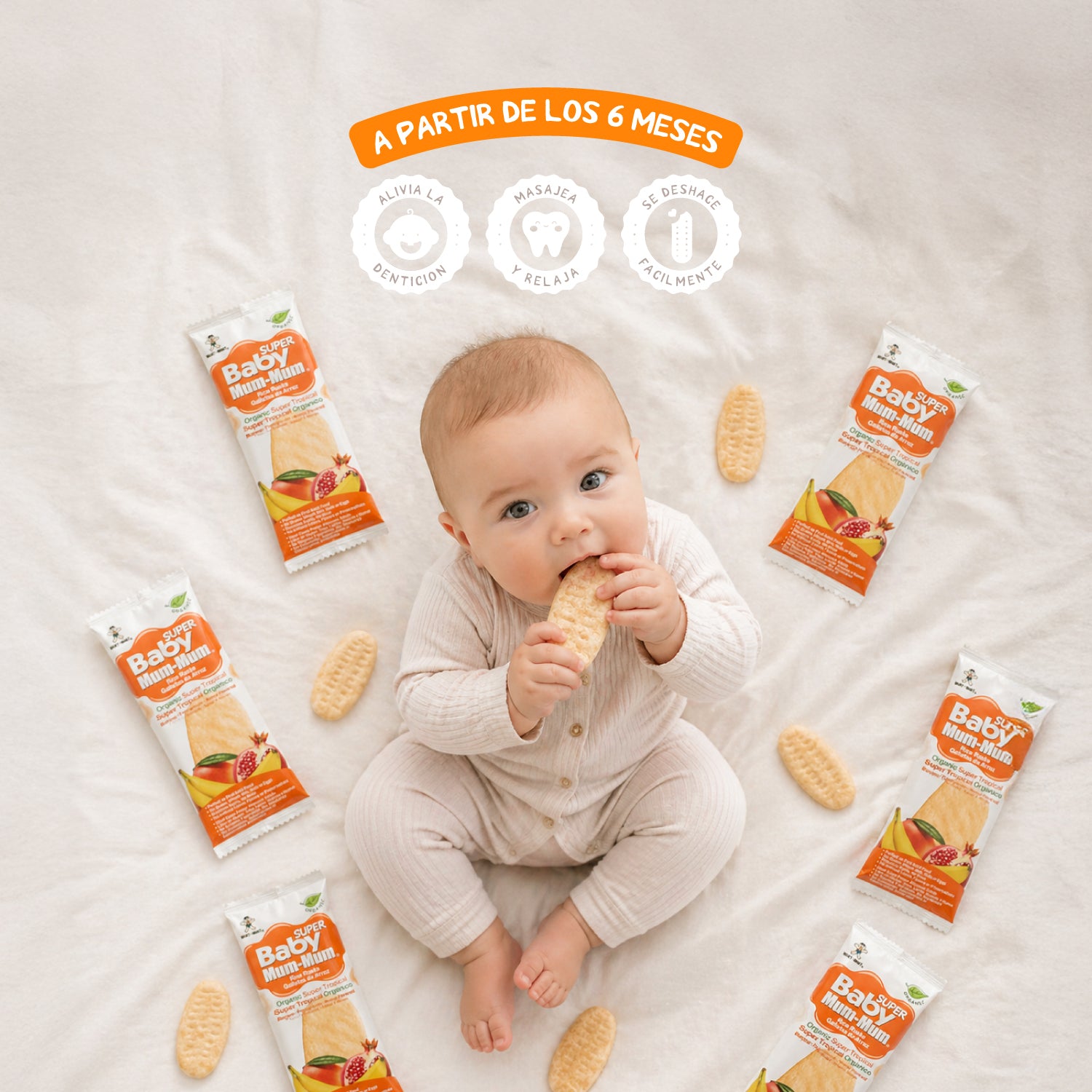 Galleta Súper Baby Mum-Mum Orgánica sabor Tropical 50 gr