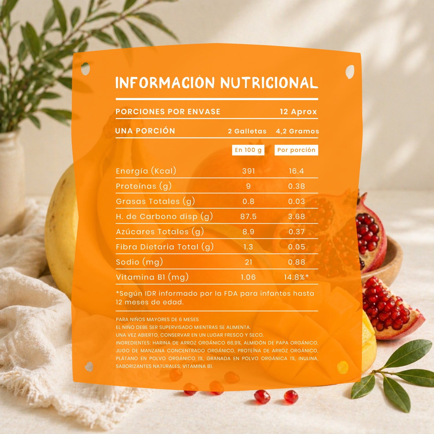 Galleta Súper Baby Mum-Mum Orgánica sabor Tropical 50 gr