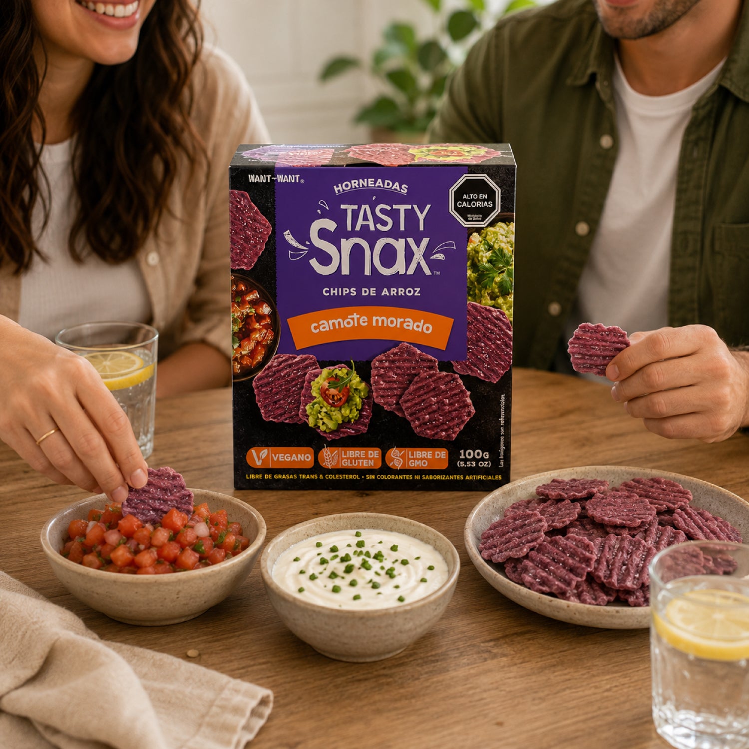 Chips de arroz Tasty Snax sabor Camote Morado 100 gr