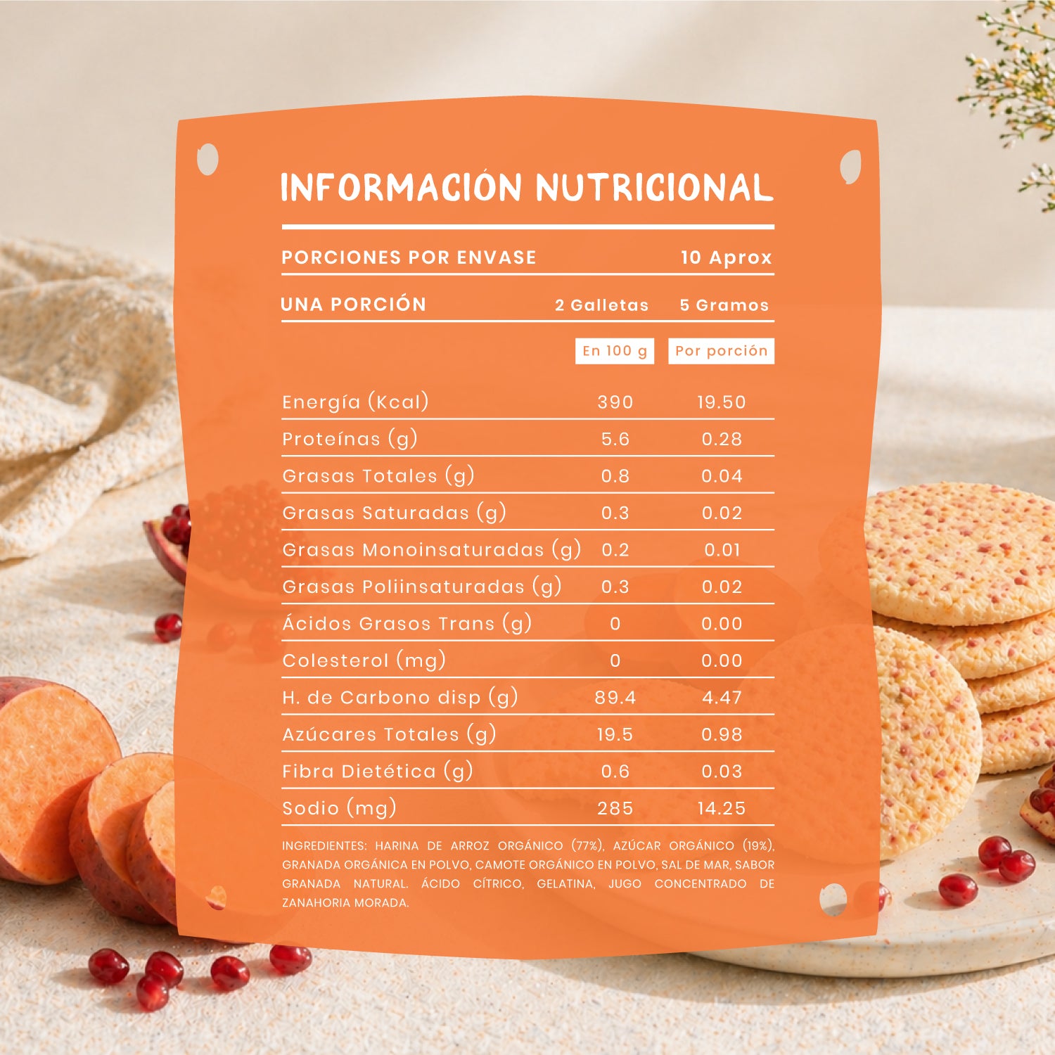 Galleta Toddler Mum-Mum Orgánica sabor Camote y Granada 50 gr