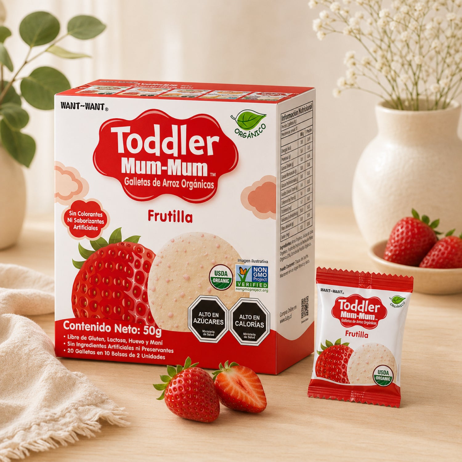 Galleta Toddler Mum-Mum Orgánica sabor Frutilla 50 gr