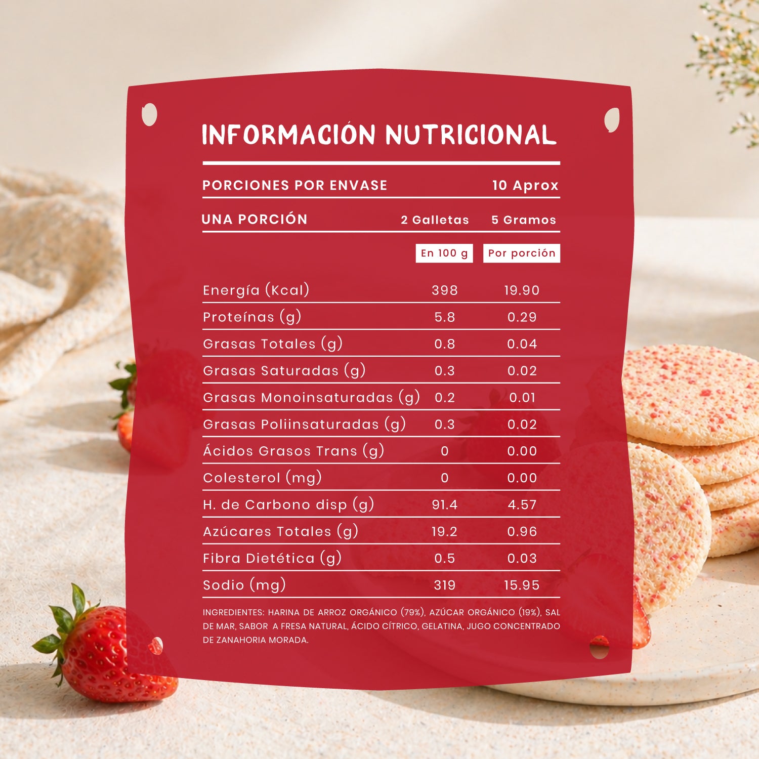 Galleta Toddler Mum-Mum Orgánica sabor Frutilla 50 gr