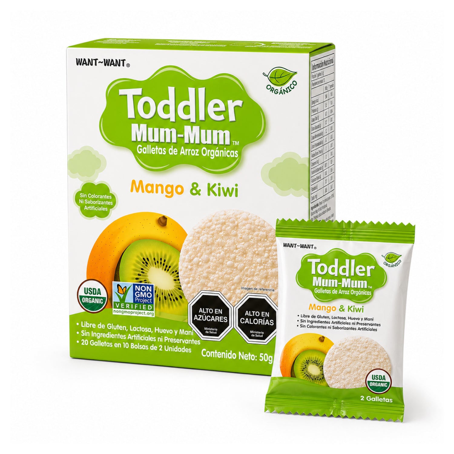 Galleta Toddler Mum-Mum Orgánica sabor Mango y Kiwi 50 gr