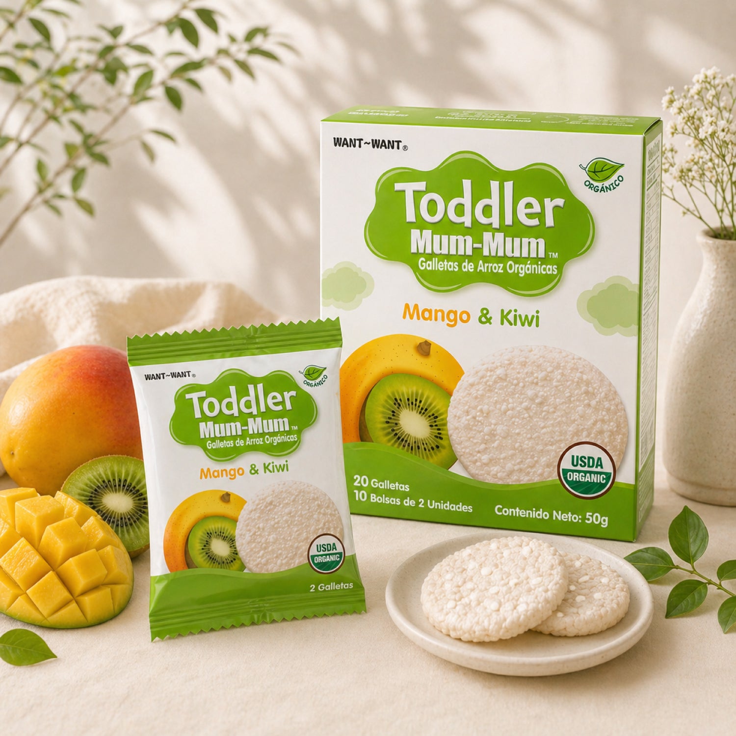 Galleta Toddler Mum-Mum Orgánica sabor Mango y Kiwi 50 gr